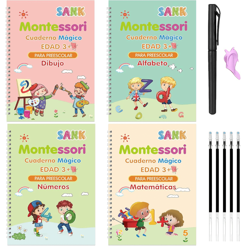 Libros Mágicos Montessori Para Niños- Kit 4 Cuadernos